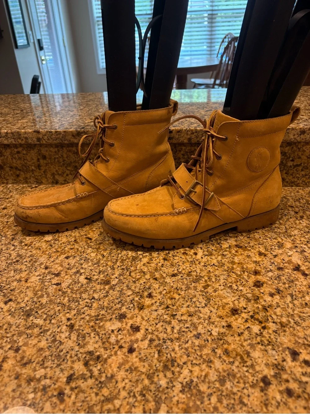 Polo Ralph Lauren Redmond Boots Mens 13 Tan Leather Lace Up Riding Ankle Strap